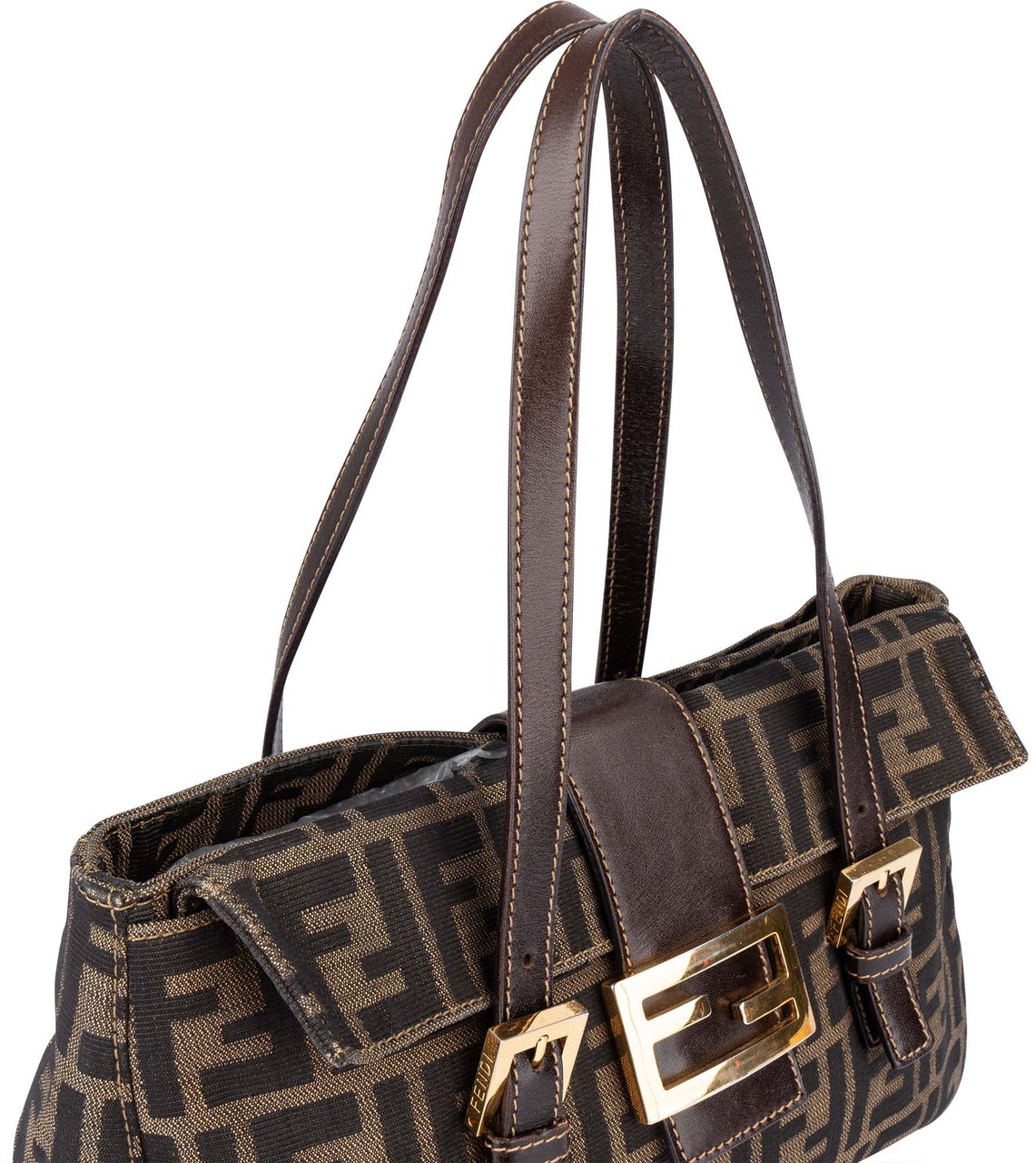 Fendi Fendi FF Monogram Baguette Buckle Handbag Bruin