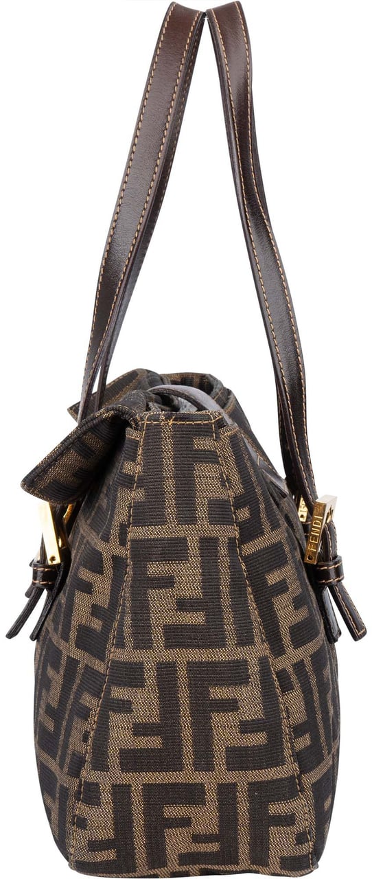 Fendi Fendi FF Monogram Baguette Buckle Handbag Bruin
