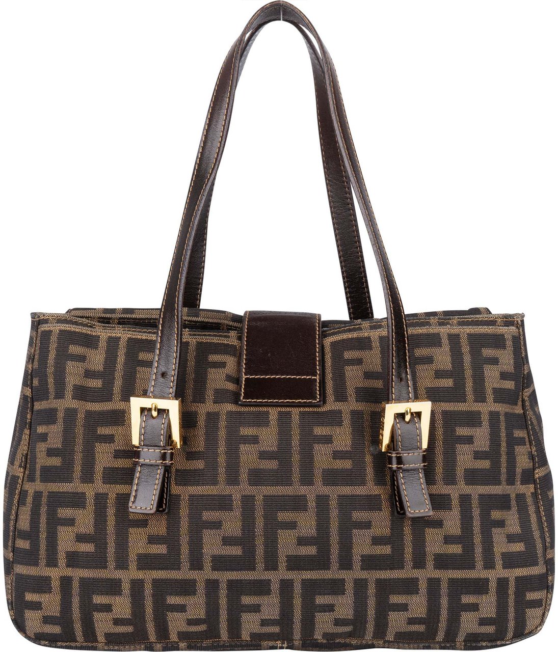 Fendi Fendi FF Monogram Baguette Buckle Handbag Bruin