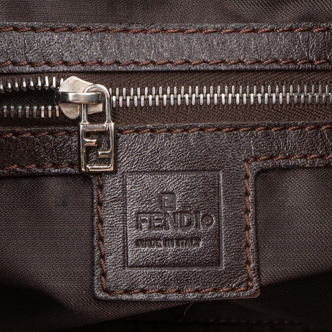 Fendi Fendi FF Monogram Baguette Buckle Shoulder Bag Bruin