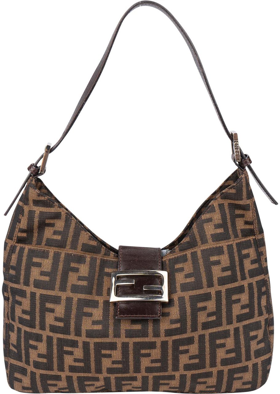 Fendi Fendi FF Monogram Baguette Buckle Shoulder Bag Bruin