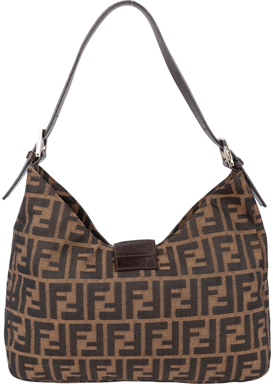 Fendi Fendi FF Monogram Baguette Buckle Shoulder Bag Bruin
