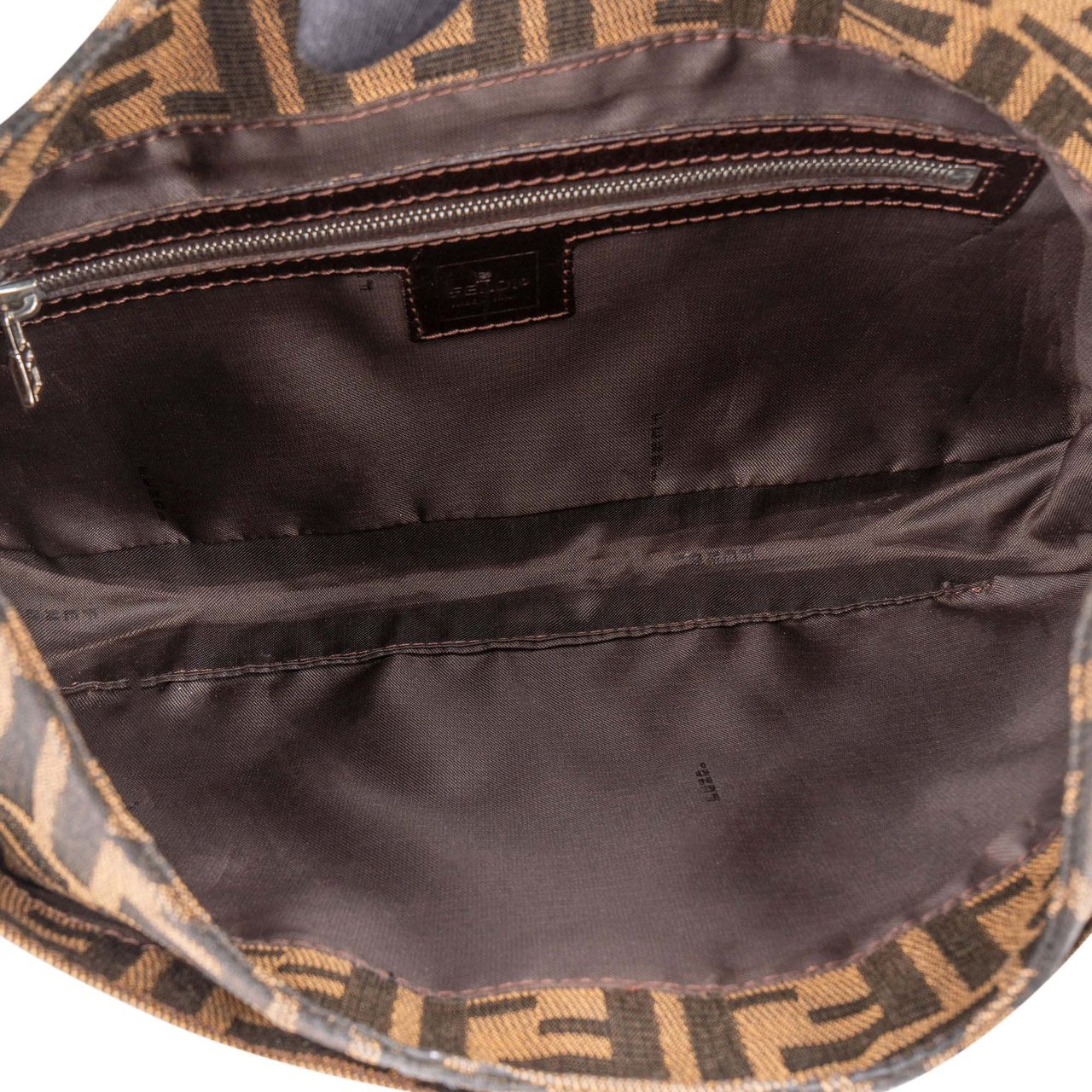 Fendi Fendi FF Monogram Baguette Buckle Shoulder Bag Bruin
