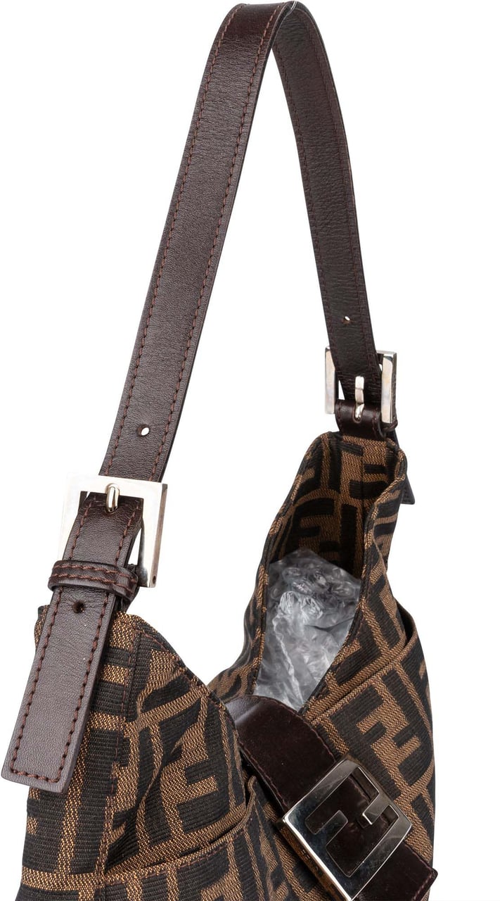 Fendi Fendi FF Monogram Baguette Buckle Shoulder Bag Bruin