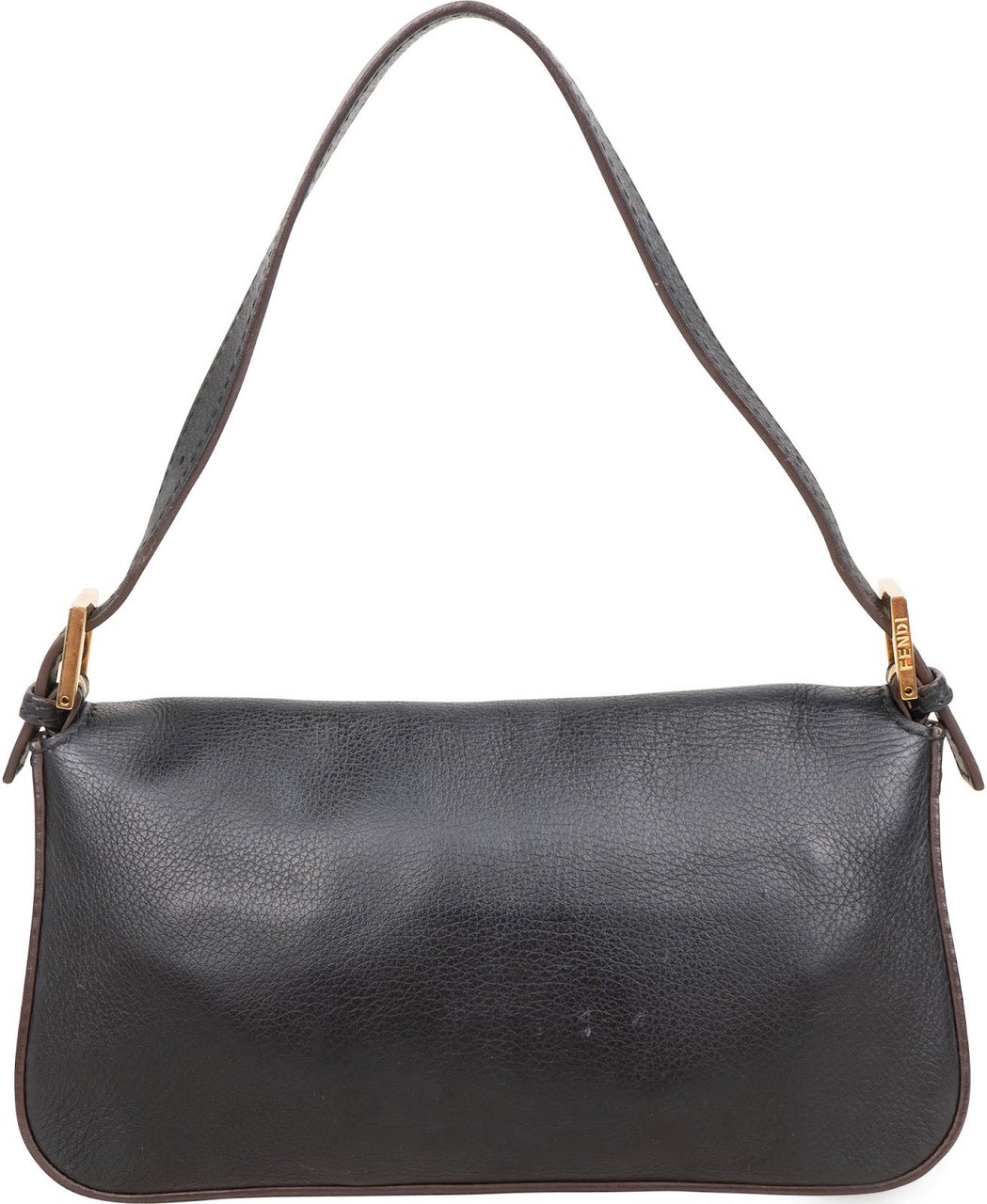 Fendi Vitello Leather Baguette Shoulder Bag Zwart