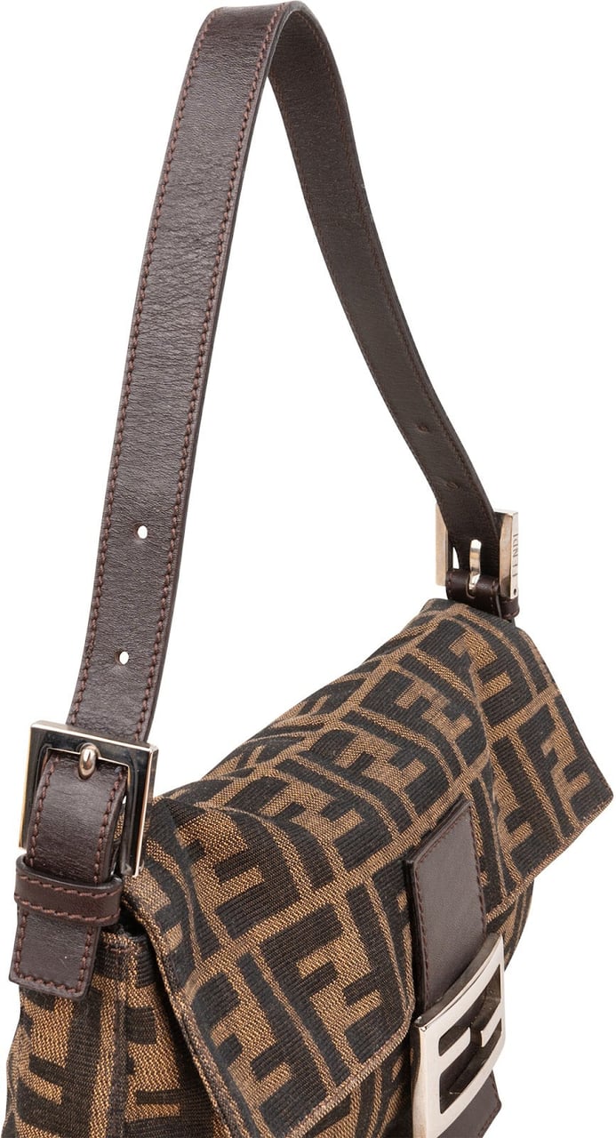 Fendi Monogram FF Zucca Baguette Shoulder Bag Bruin