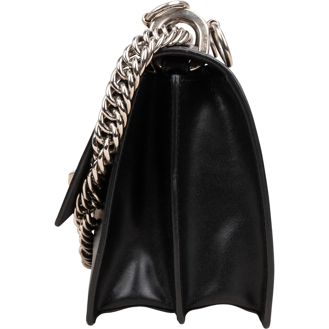 Fendi Calfskin Leather Kan I Crossbody Bag Zwart