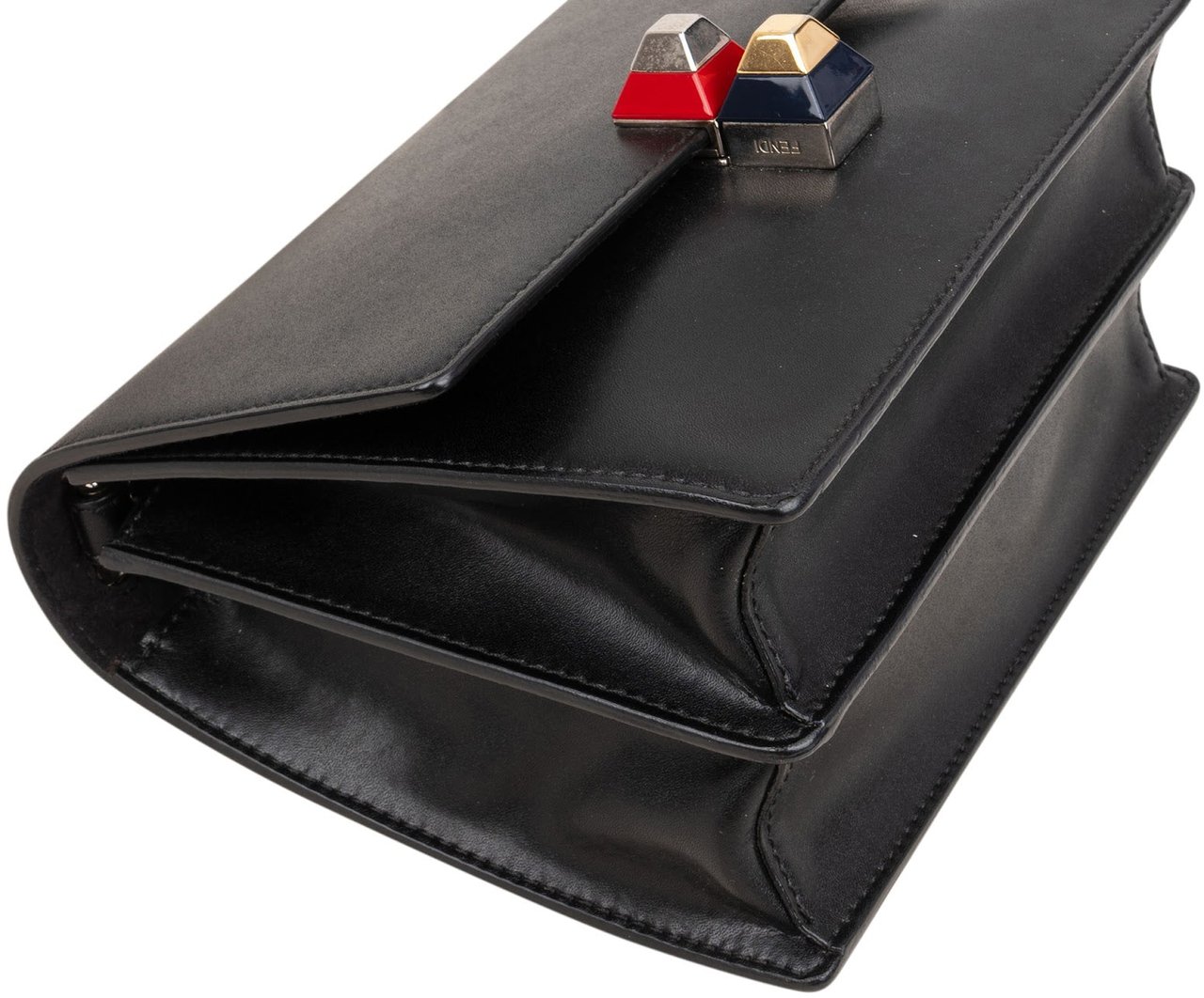 Fendi Calfskin Leather Kan I Crossbody Bag Zwart