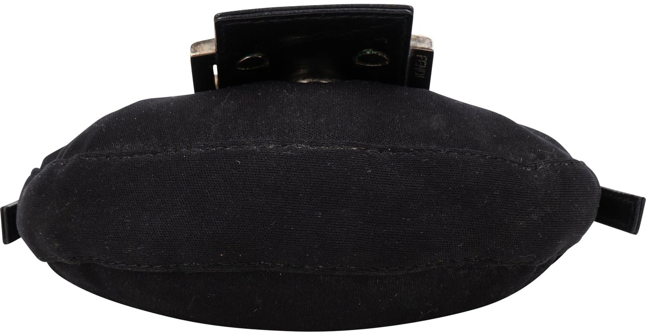 Fendi Cotton FF Buckle Micro Croissant Handbag Zwart