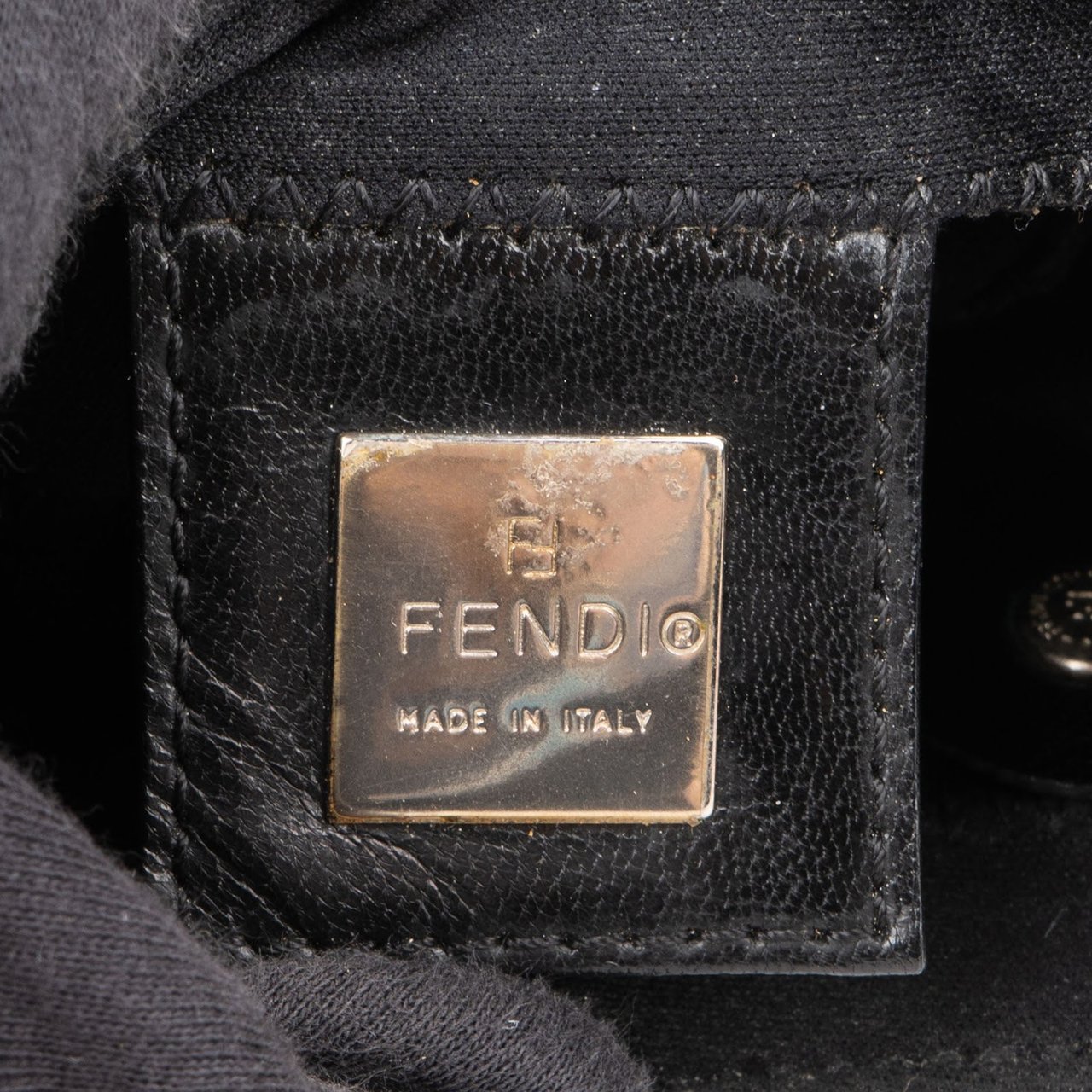 Fendi Cotton FF Buckle Micro Croissant Handbag Zwart