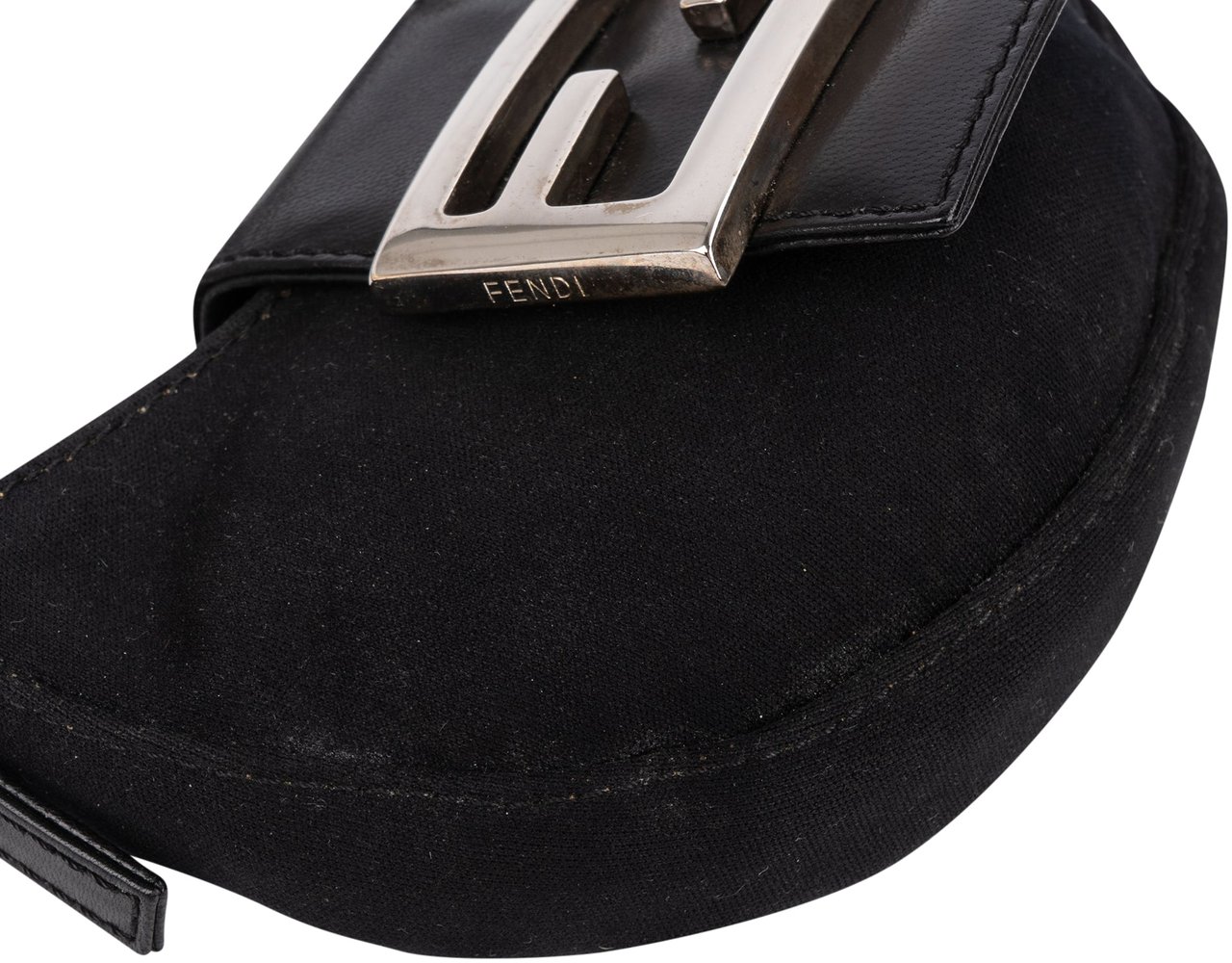 Fendi Cotton FF Buckle Micro Croissant Handbag Zwart