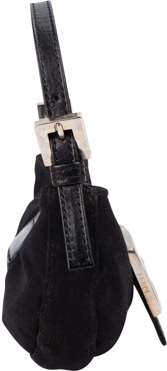 Fendi Cotton FF Buckle Micro Croissant Handbag Zwart