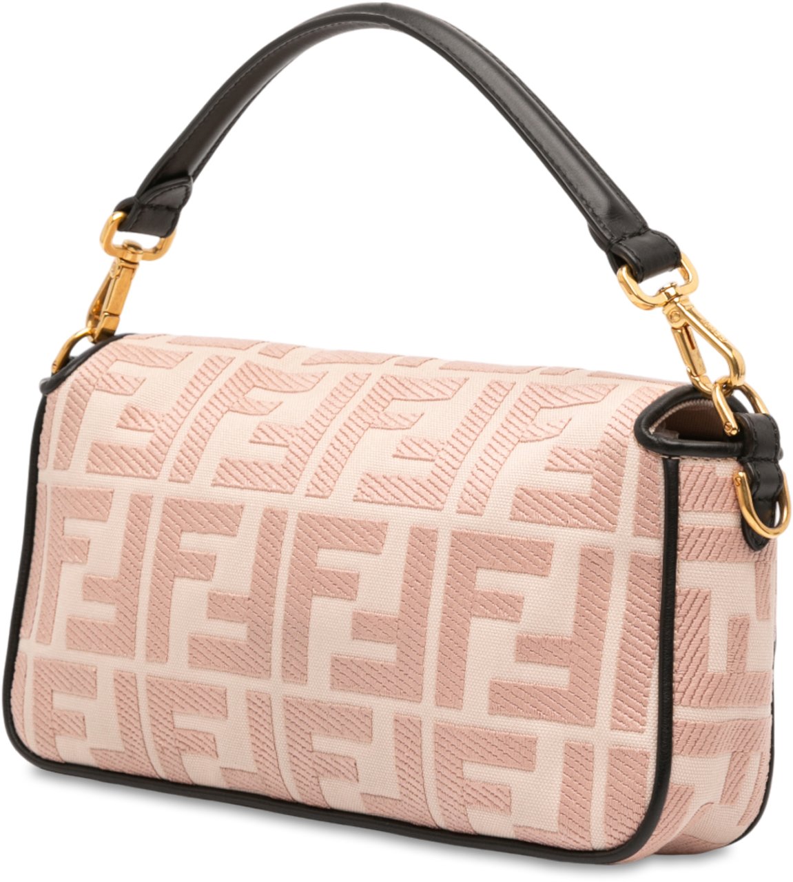 Fendi Zucca Embroidered Canvas Baguette Satchel Roze