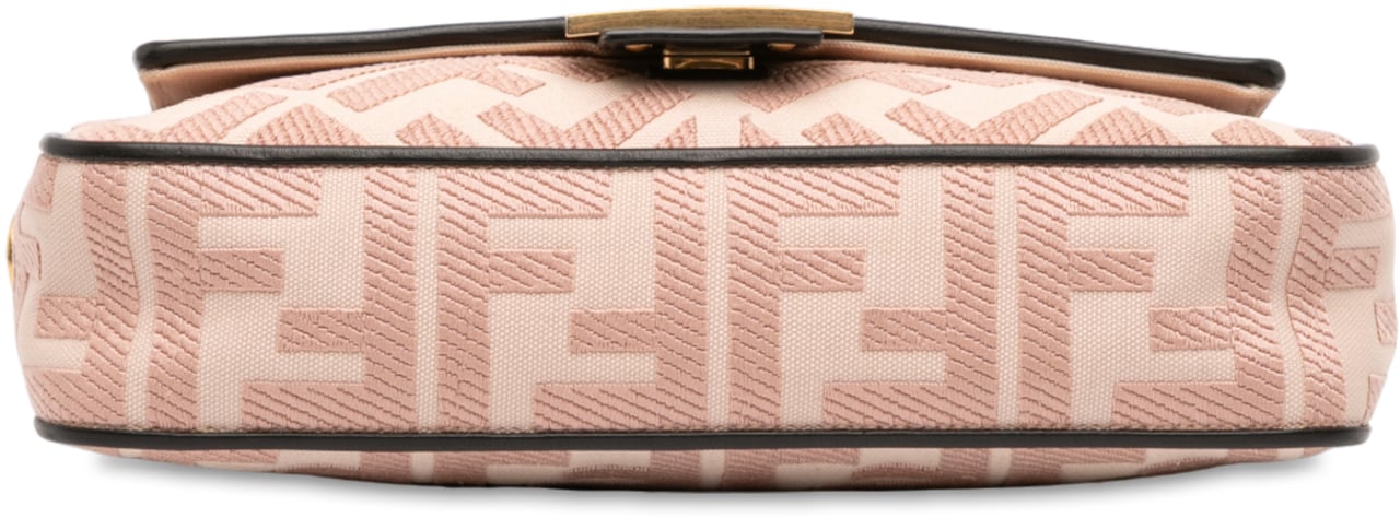 Fendi Zucca Embroidered Canvas Baguette Satchel Roze