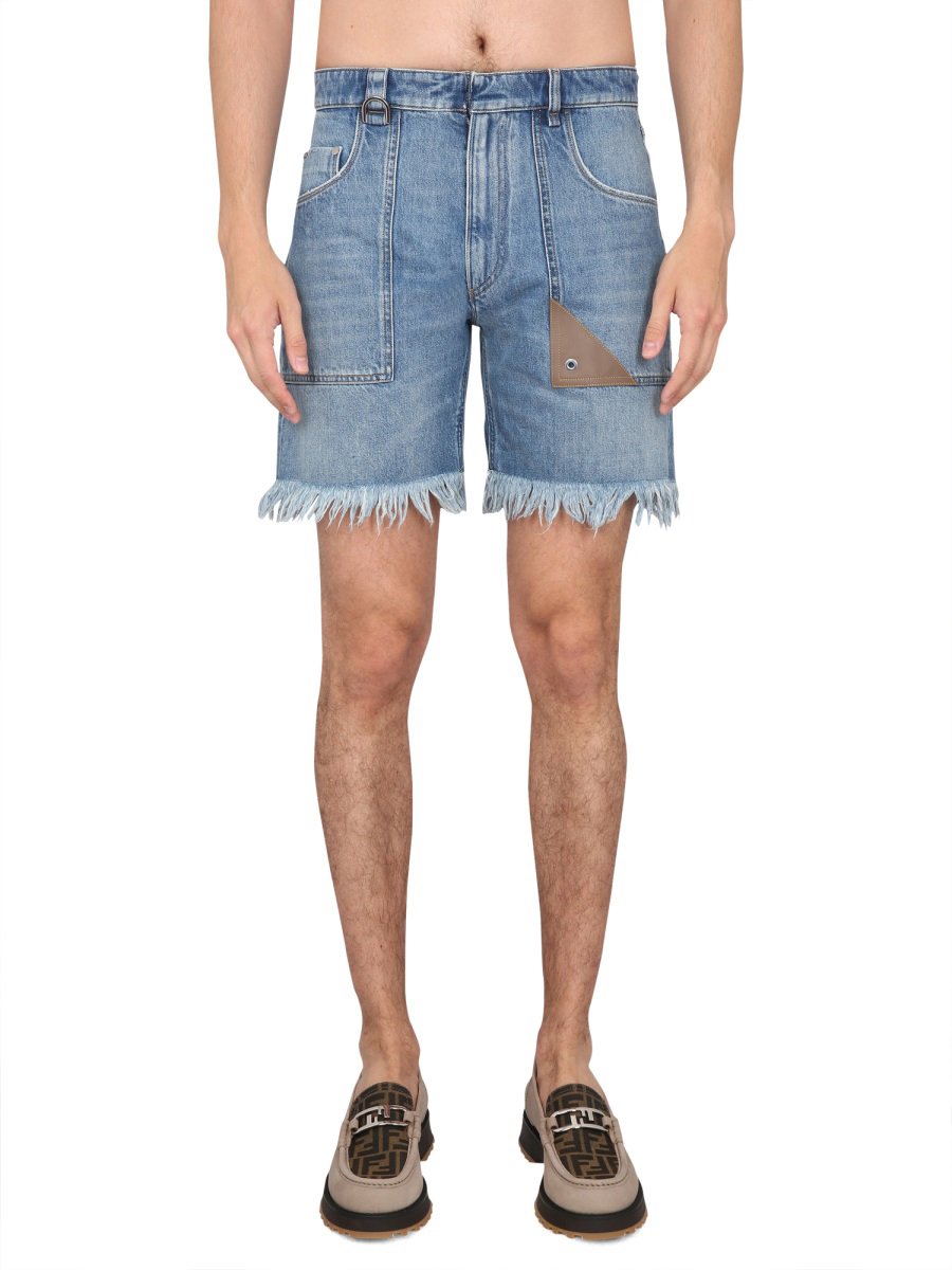 Fendi DENIM BERMUDA SHORTS Blauw
