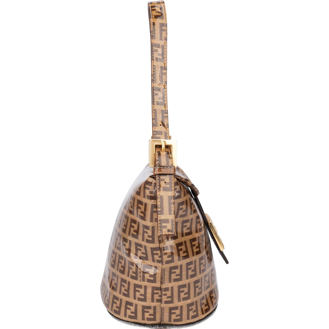 Fendi Fendi FF Canvas Monogram FF Buckle Handbag Bruin