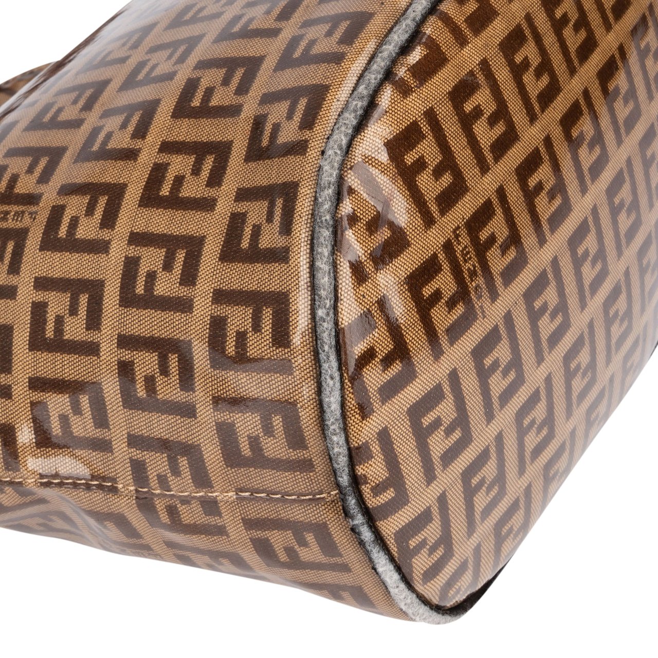 Fendi Fendi FF Canvas Monogram FF Buckle Handbag Bruin
