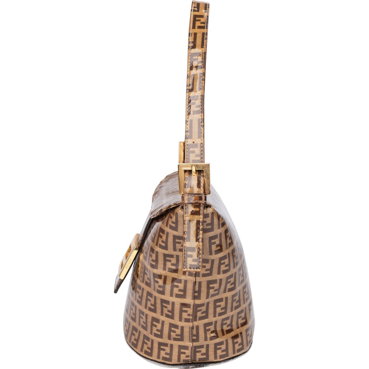 Fendi Fendi FF Canvas Monogram FF Buckle Handbag Bruin