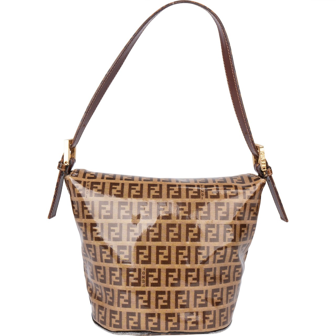 Fendi Fendi FF Canvas Monogram FF Buckle Handbag Bruin