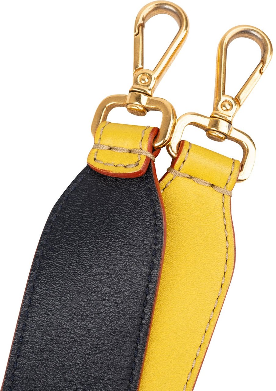 Fendi Bicolor Leather Reversible You Bags Strap Navy