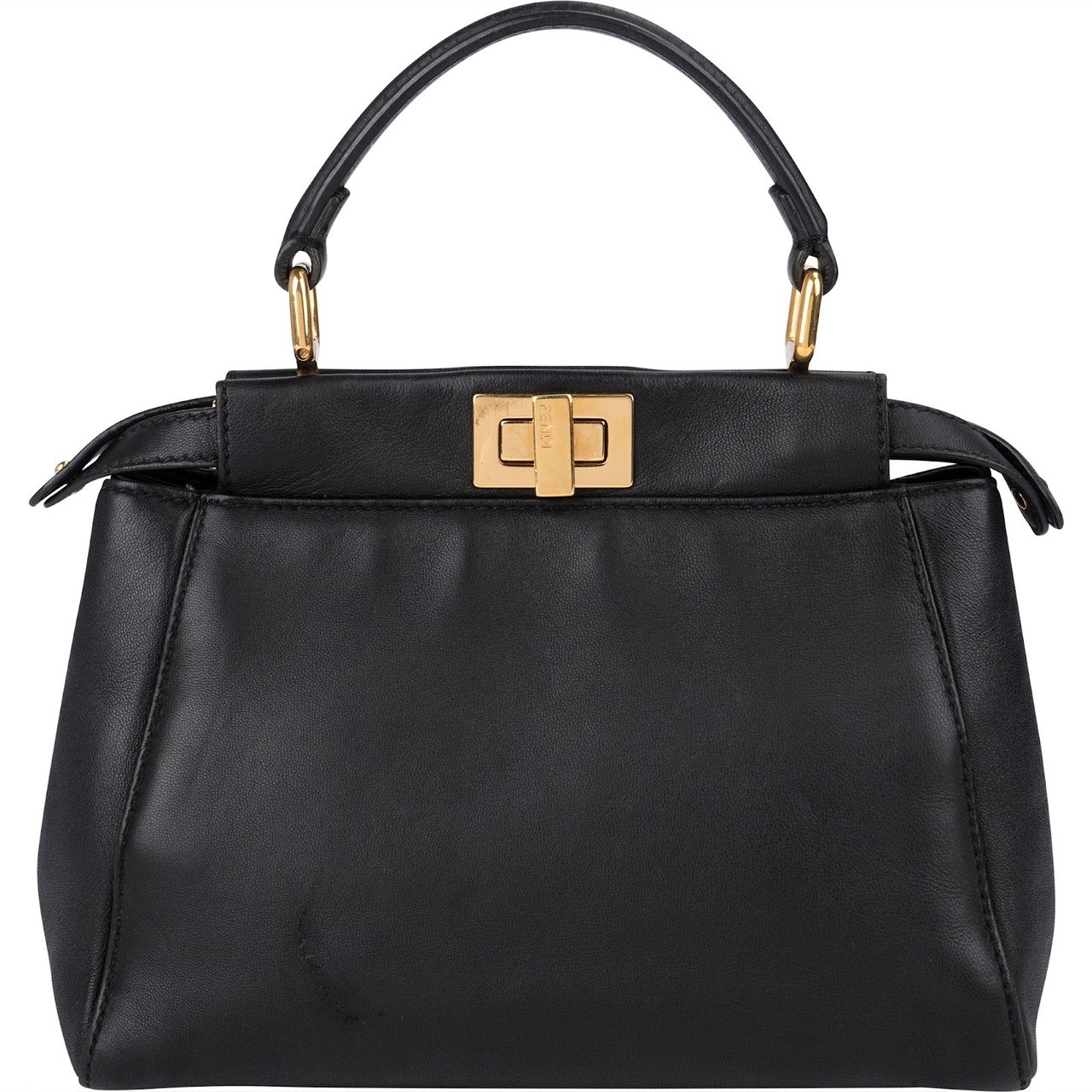 Fendi Black Leather Mini Peekaboo Handbag Zwart