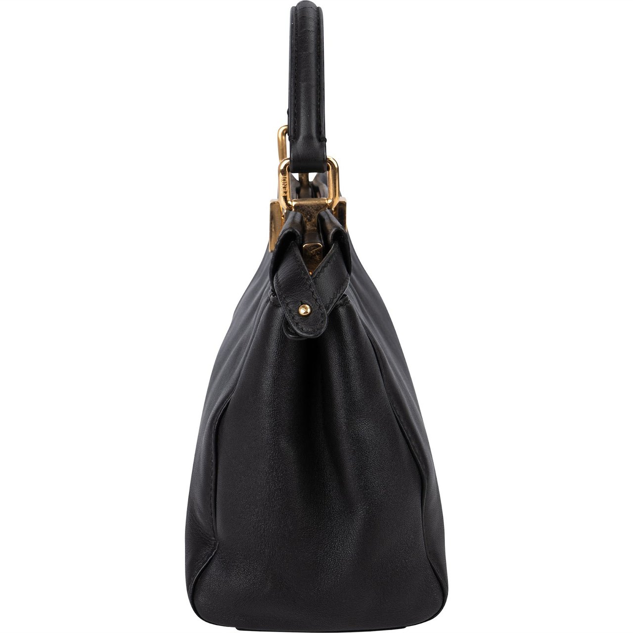 Fendi Black Leather Mini Peekaboo Handbag Zwart