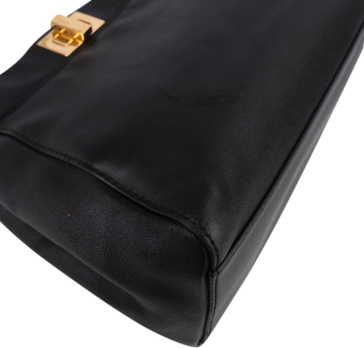 Fendi Black Leather Mini Peekaboo Handbag Zwart