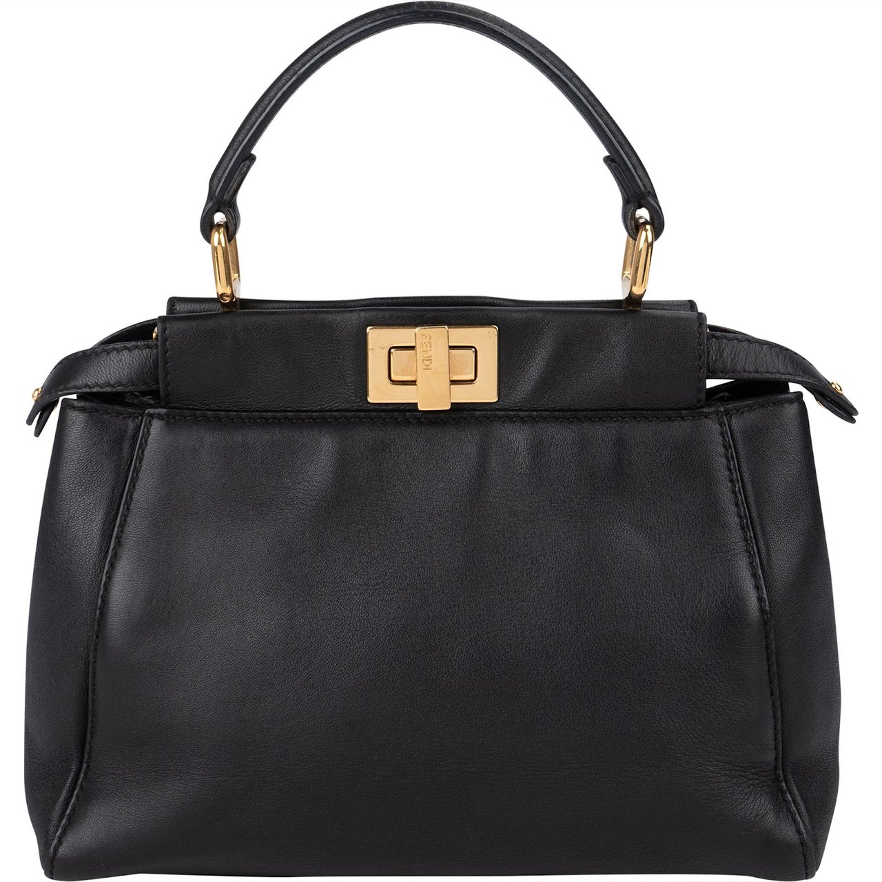 Fendi Black Leather Mini Peekaboo Handbag Zwart