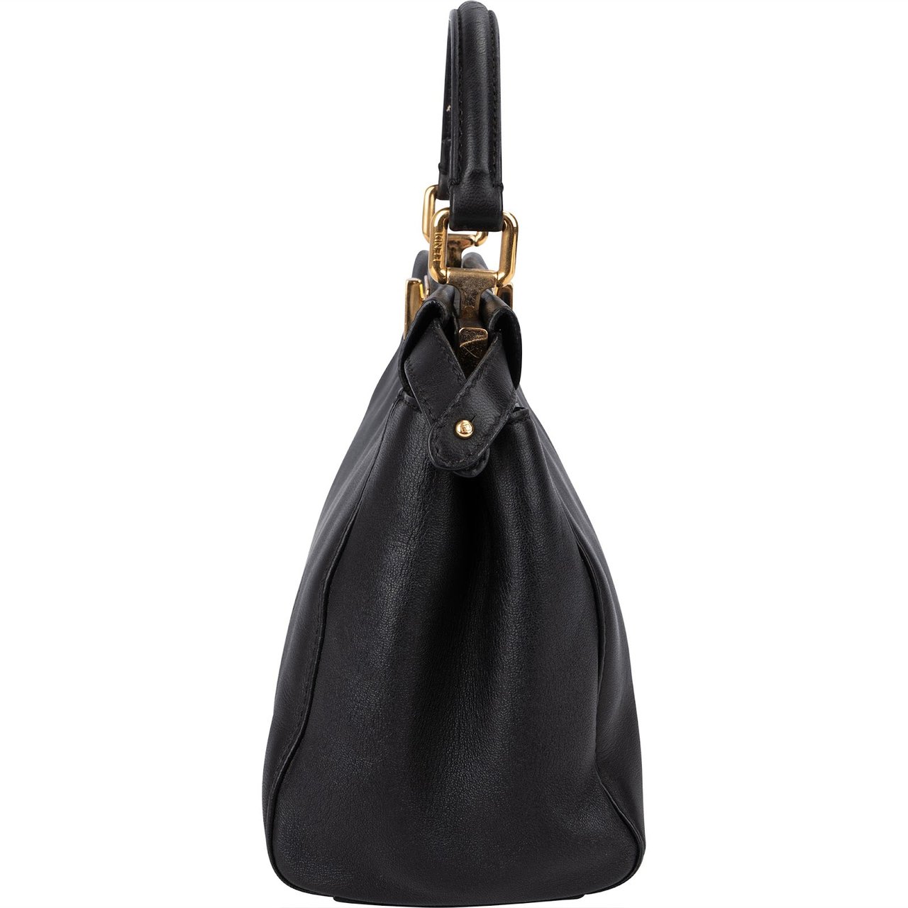 Fendi Black Leather Mini Peekaboo Handbag Zwart
