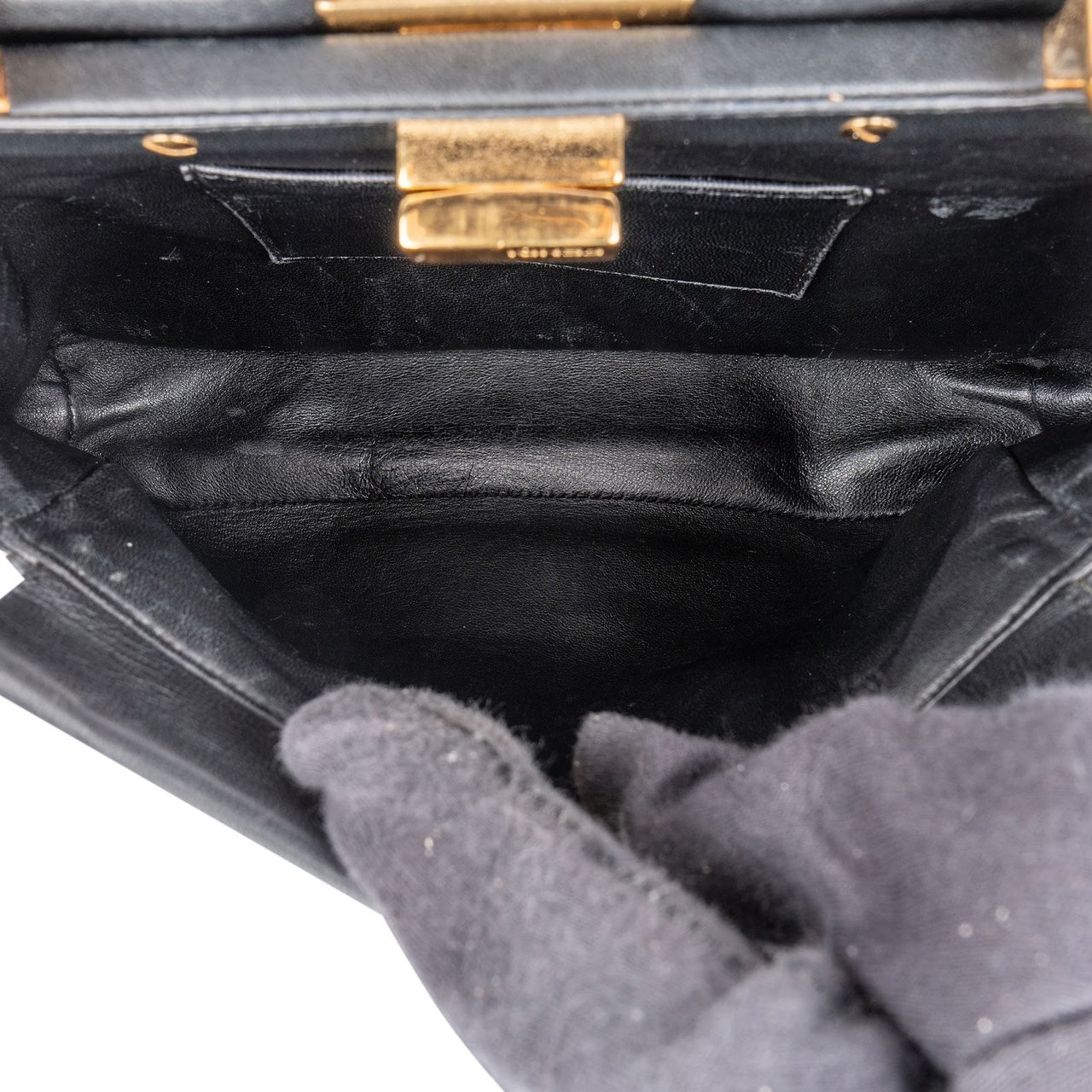 Fendi Black Leather Mini Peekaboo Handbag Zwart