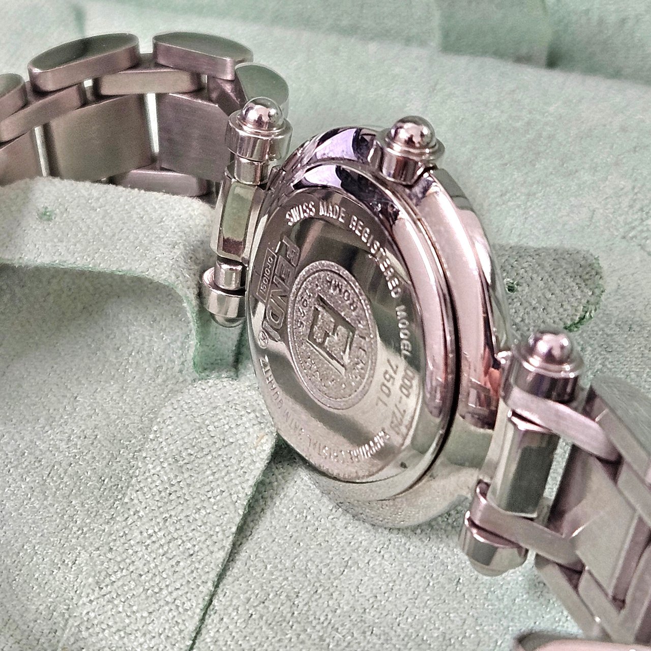 Fendi Silver Tone Zucca 750L Bracelet Women Watch Divers