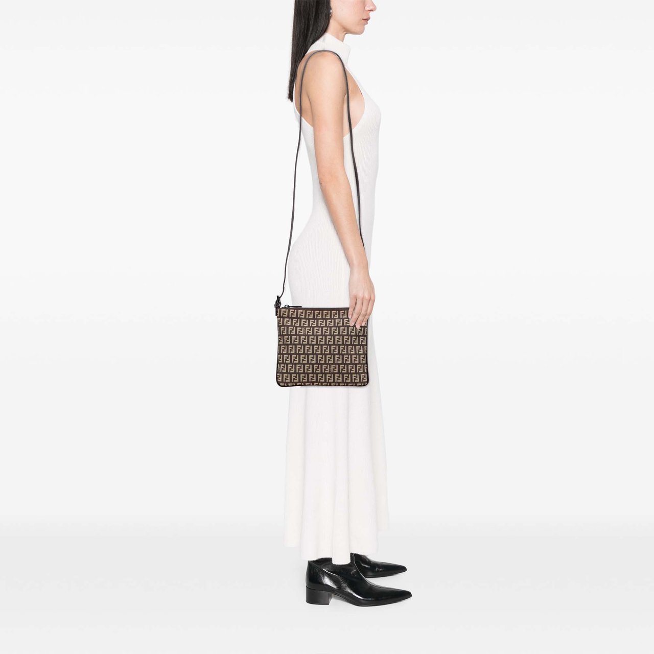 Fendi Zucchino Canvas Crossbody Bruin
