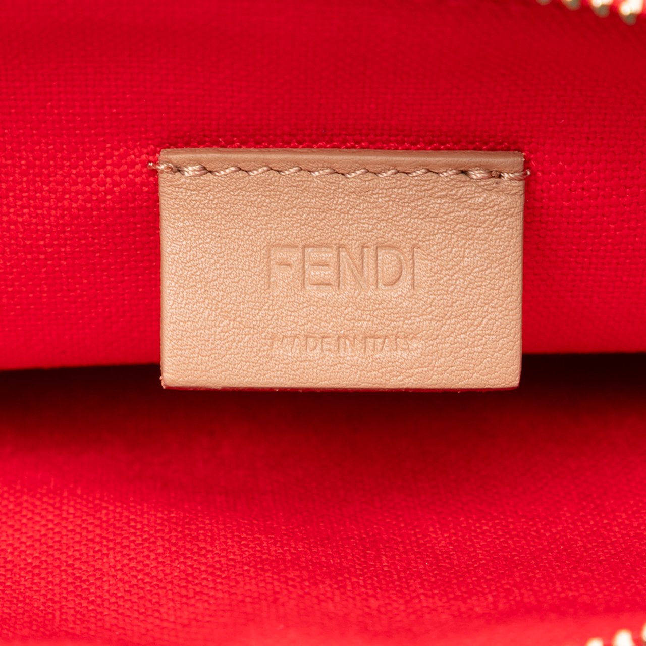 Fendi Zucca Embroidered Canvas Zip Pouch Rood