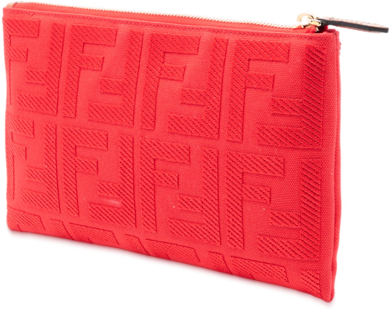 Fendi Zucca Embroidered Canvas Zip Pouch Rood