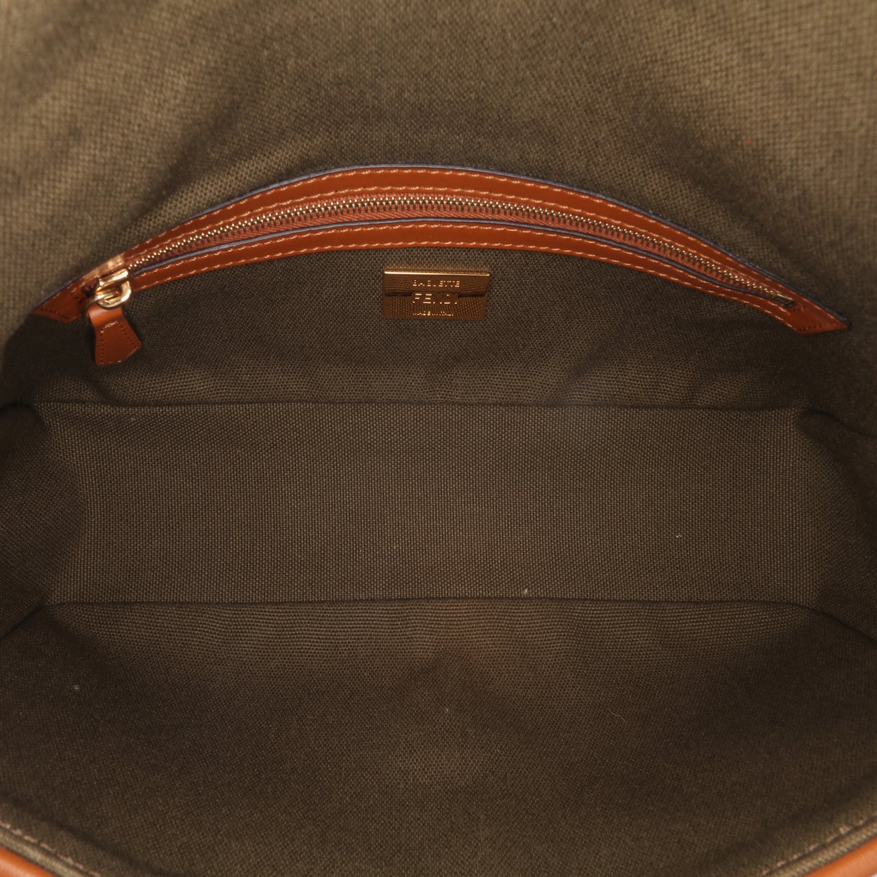 Fendi Zucca Embroidered Canvas Baguette Satchel Bruin