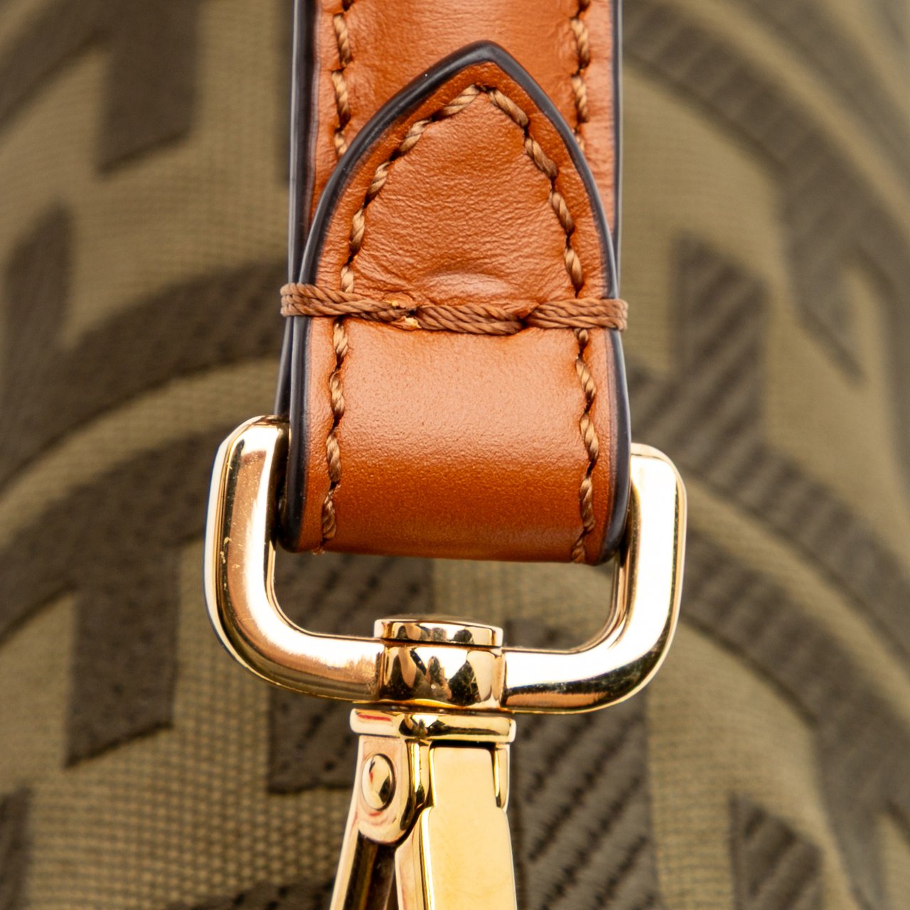 Fendi Zucca Embroidered Canvas Baguette Satchel Bruin