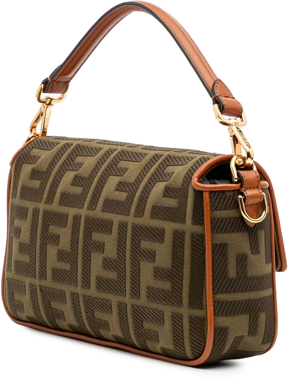 Fendi Zucca Embroidered Canvas Baguette Satchel Bruin