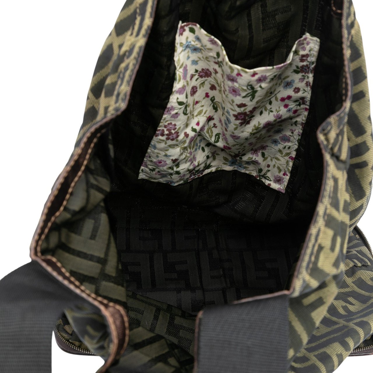 Fendi Zucca Canvas and Nylon Foldable Tote Bruin