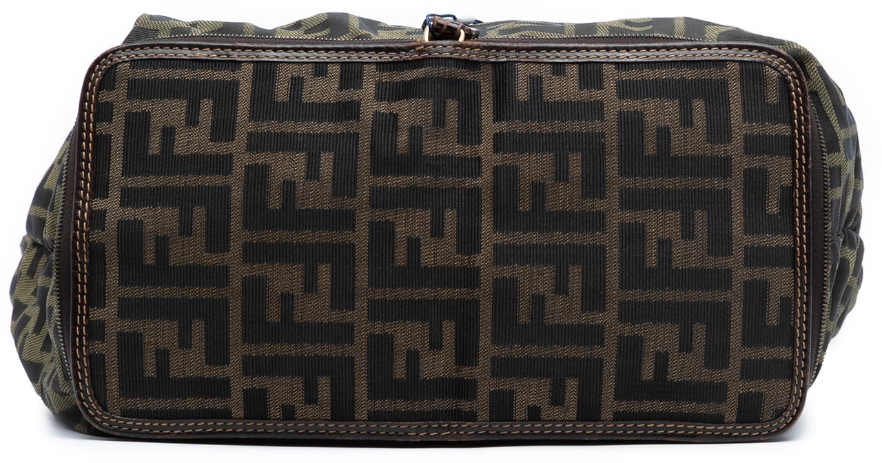 Fendi Zucca Canvas and Nylon Foldable Tote Bruin