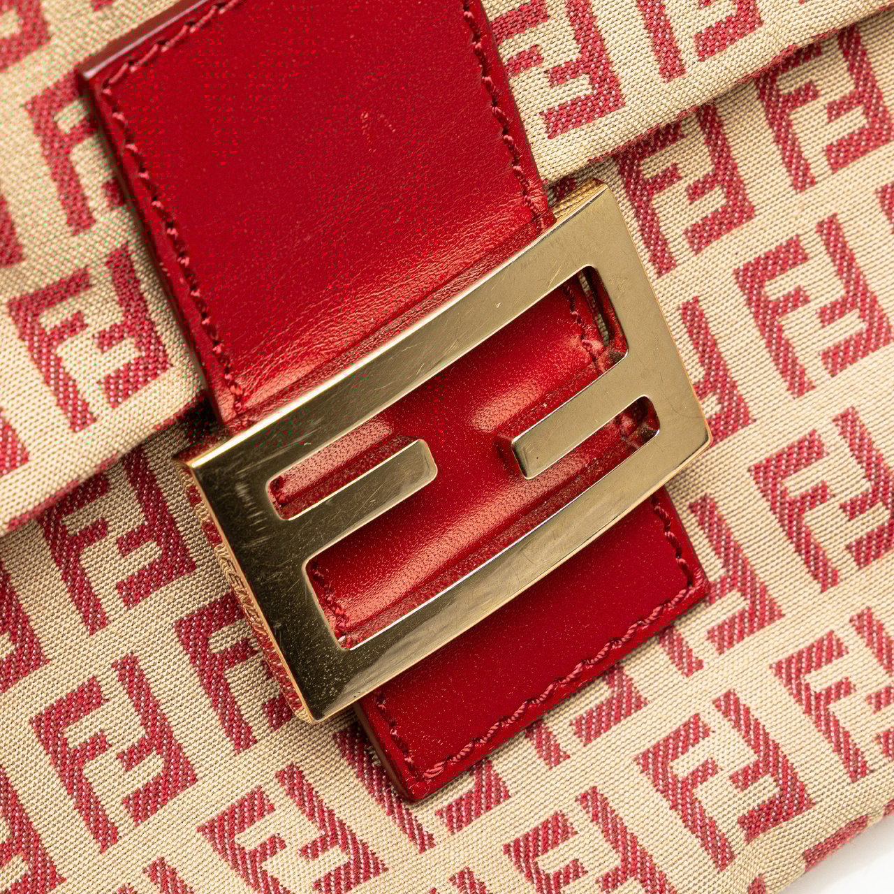 Fendi Zucchino Canvas Flap Crossbody Bruin