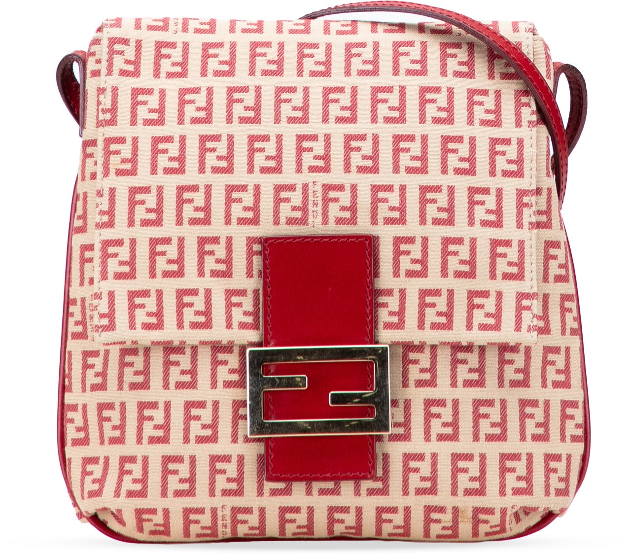 Fendi Zucchino Canvas Flap Crossbody Bruin