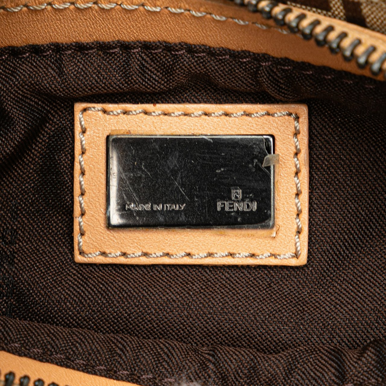 Fendi Zucchino Canvas Pochette Bruin