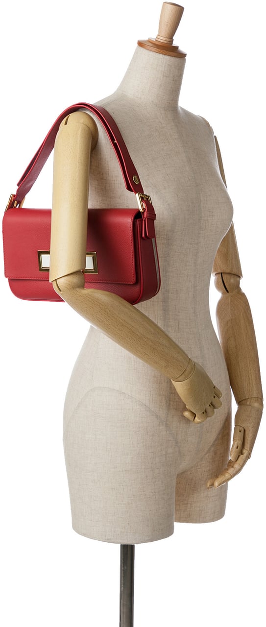 Fendi Leather 3Baguette Shoulder Bag Rood