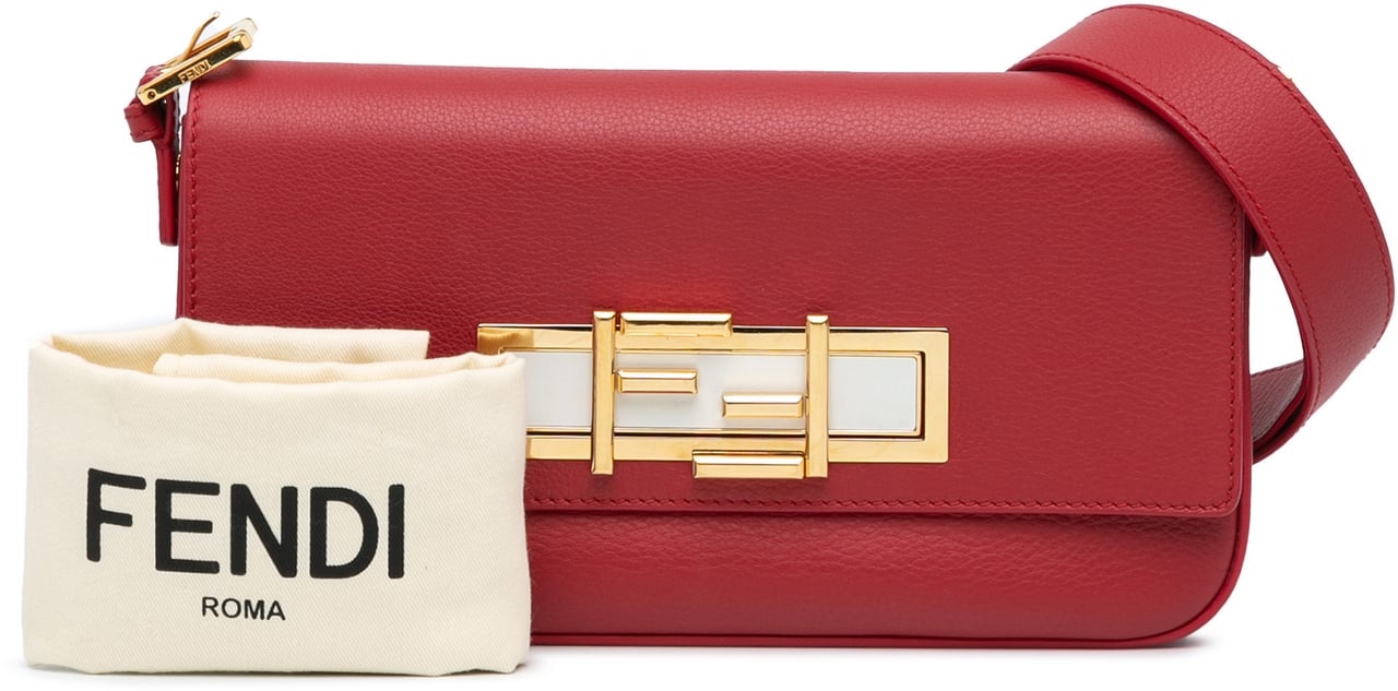 Fendi Leather 3Baguette Shoulder Bag Rood