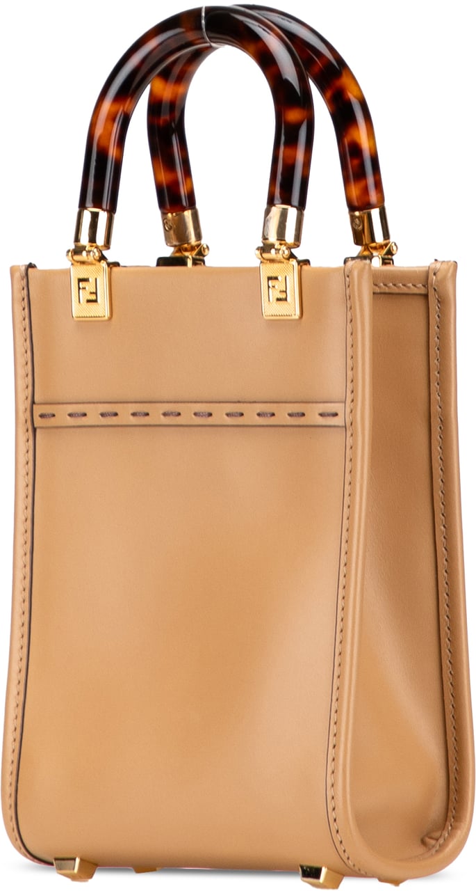 Fendi Mini Leather Sunshine Shopper Tote Bruin