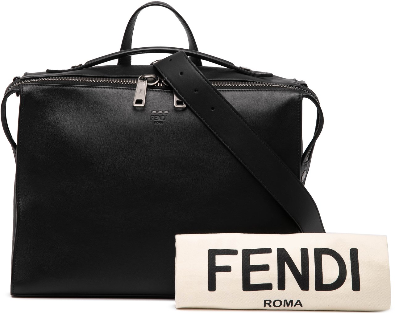 Fendi Leather Lui Urban Briefcase Zwart