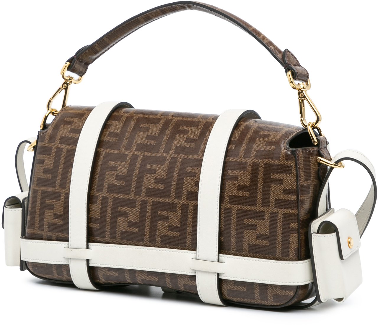 Fendi Zucca Glazed Fabric Cage Baguette Satchel Bruin