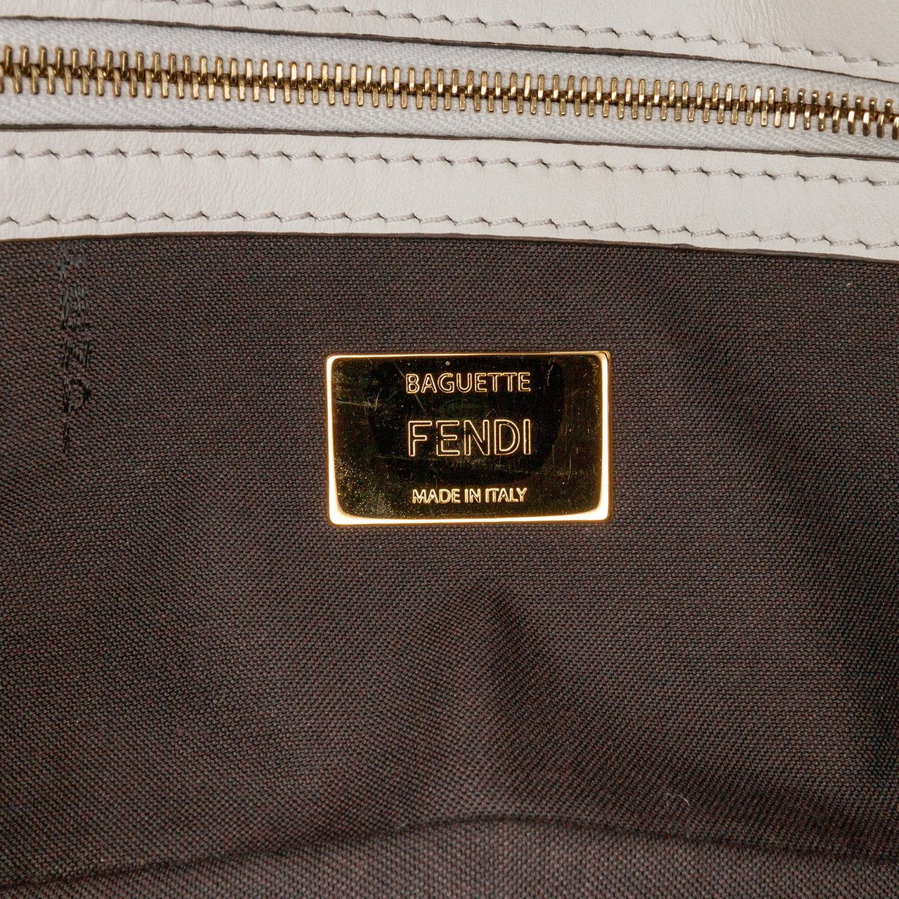 Fendi Zucca Glazed Fabric Cage Baguette Satchel Bruin