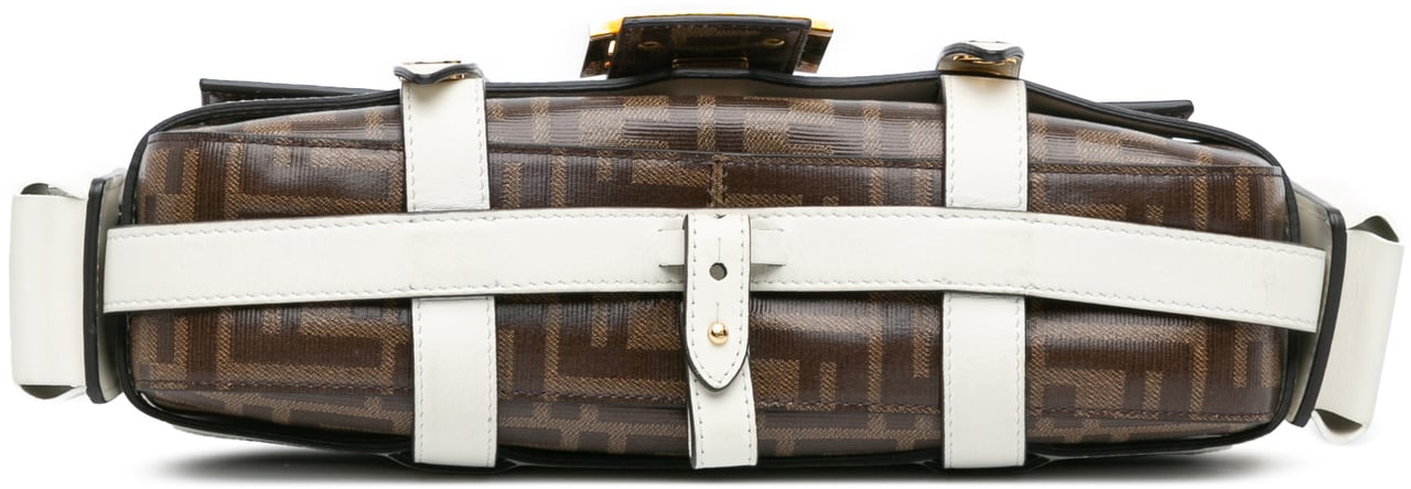 Fendi Zucca Glazed Fabric Cage Baguette Satchel Bruin