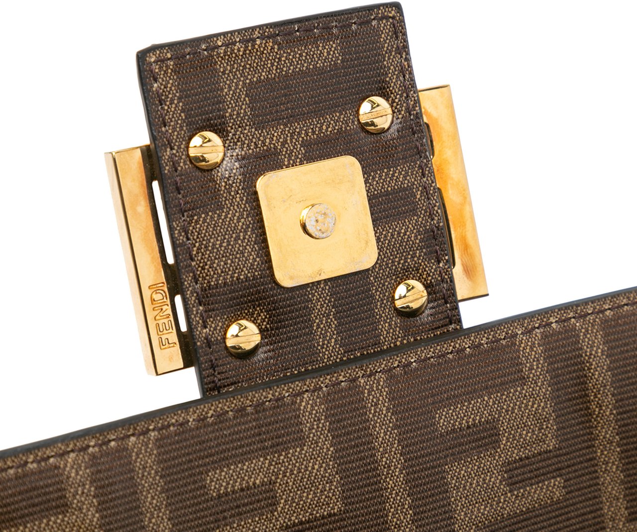 Fendi Zucca Glazed Fabric Cage Baguette Satchel Bruin